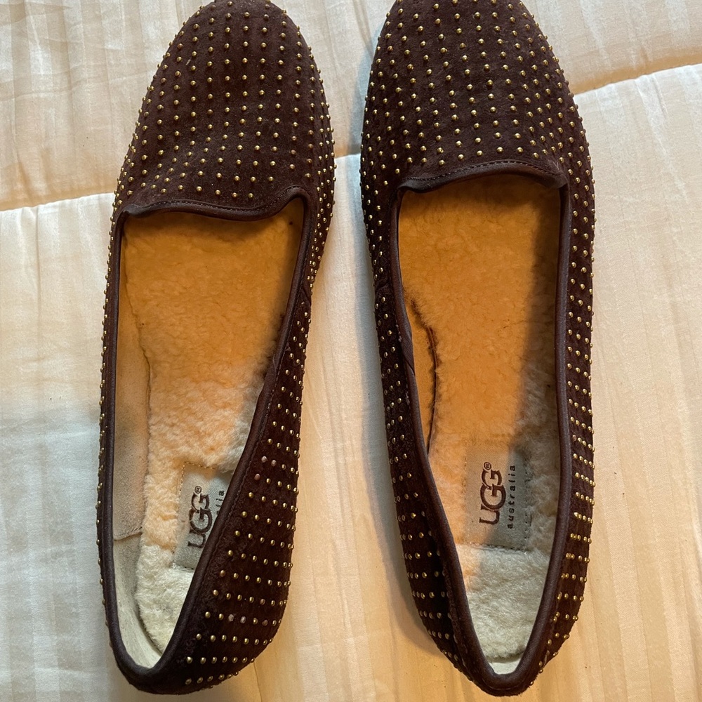 UGG Australia Women’s Alloway Brown Studded Flats - Size 11 - Picture 2 of 13